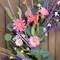 22inch Artificial Spring Summer Wreath Lavender with Colorful Flowers,Green Leaves for Front Door Home Wall Party Decor